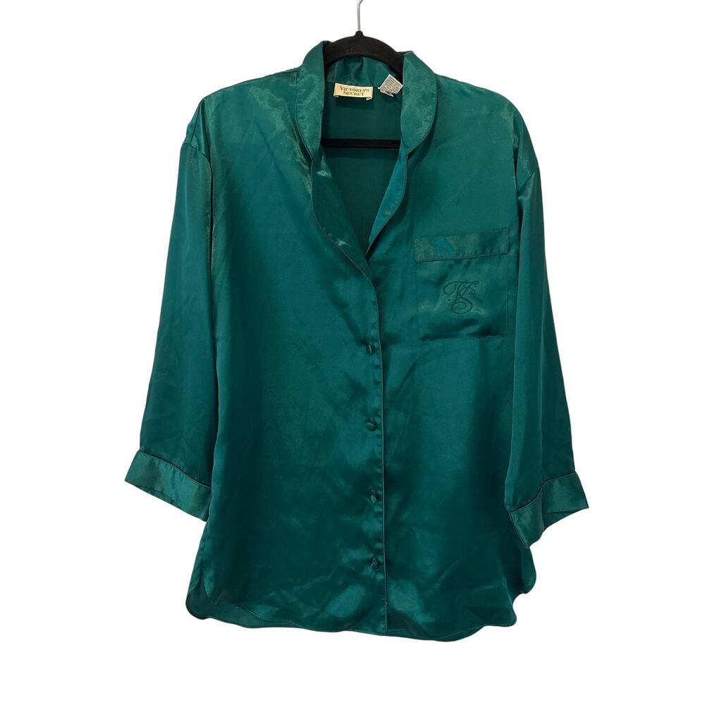 Vintage Victoria's Secret VS Gold Label Long Sleeve Pajama Night Shirt Satin S